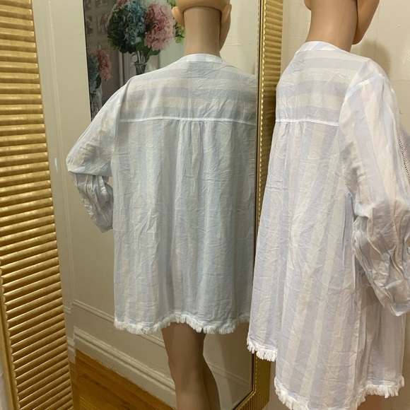 Lane Bryant White and blue Striped Blouse - Picture 11 of 13